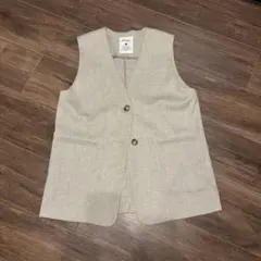 ニコアンド Vアキロングジレ　ライトベージュ