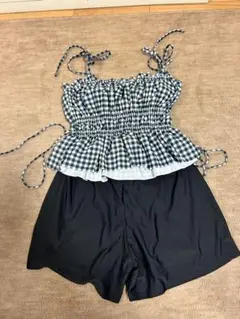 チェック柄セパレート水着 ブラック・ホワイト