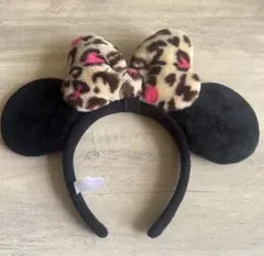 ディズニー ヒョウ柄 リボン ミニー カチューシャ