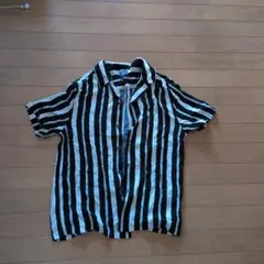 H&M ストライプ 半袖シャツ ブラック/ホワイト