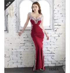 【IRMA】 ワインレッド ドレス Mサイズ