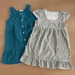 花柄・ターコイズブルー⭐︎ワンピース 2枚セット⭐︎110cmのサムネイル