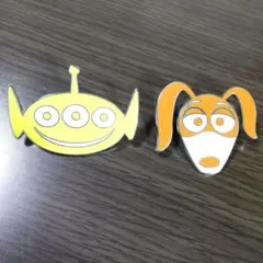 ディズニー　ピンバッジ　海外　ピクサー　リトルグリーンメン　スリンキー　難あり