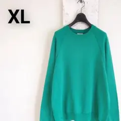 90s USA製　古着　Lee　無地スウェット　ラグランスリーブ　グリーン