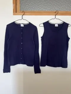 栗原はるみ ネイビー カーディガン タンクトップ セット