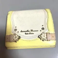 ぼ*ー様 サマンサタバサプチチョイス　中古品　イエロー　フラワー装飾 二つ折り財