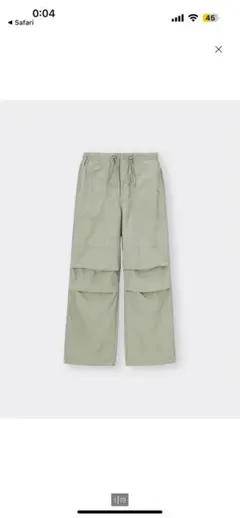 値下げGU テックパラシュートプルオンパンツ ライトグリーン