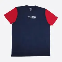 ★新品★ホリスター★ロゴ刺繍半袖Tシャツ (Navy/Red/L)