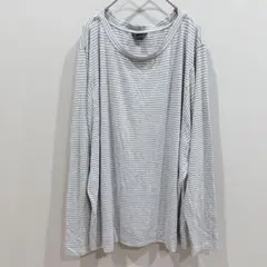 ボートネック ボーダーカットソー【L】 ホワイト×グレー オーバーサイズ