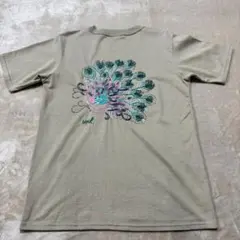 【美品】cantwo キャントゥー 孔雀 刺繍 Tシャツ ベージュ M ビーズのサムネイル
