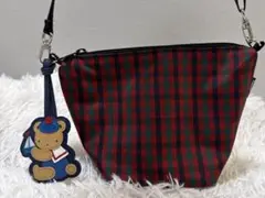 familiar 船形ポシェット ショルダーバッグ 赤チェック
