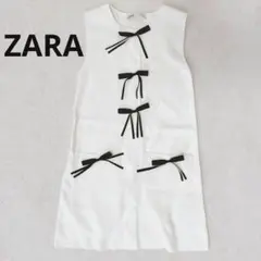 ZARA ザラ 人気商品 コントラストリボンニットミニワンピース XS ホワイトのサムネイル