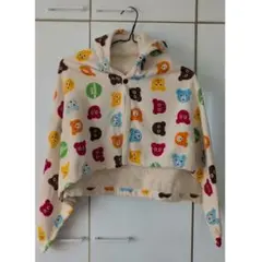 ミキハウス　ホットビスケッツ　フードつきバスポンチョ　クマ柄　ベビー