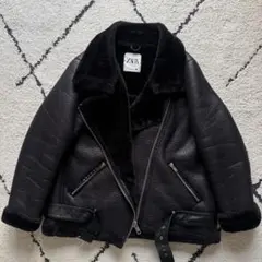 XXL 特大サイズ　ZARA フェイクムートンボアライダース　ダブル　ブラック