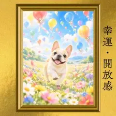【人気・再出品】フレンチブルドッグ 幸運 開運アート 淡彩画 風水 引き寄せ