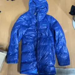 adidas ダウンジャケット 青 フード付き