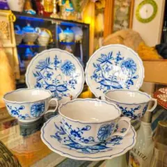 Meissen ブルーオニオン カップ＆ソーサー 2客セット＆角皿 - メルカリ
