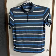 Nike DRI-FIT ネイビー ストライプ ポロシャツ XL