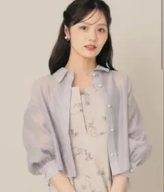 お値下げ☆パール調ボタンシアーシャツ　couture brooch