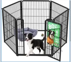 新品 室内用 犬用サークル ケージ 80cm 6パネル 小型犬 中型犬 フェンスのサムネイル