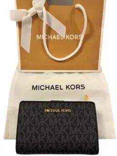 MICHAEL KORS ブラックレザー二つ折り財布