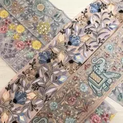 955.インド刺繍リボン 50cm×4本セット