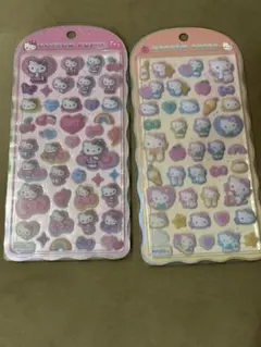 ハローキティ　コットンパフィシール 2種セット サンリオ 日焼けキティ ギャル