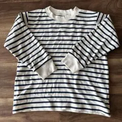 長袖カットソー 120 白とネイビーのストライプ