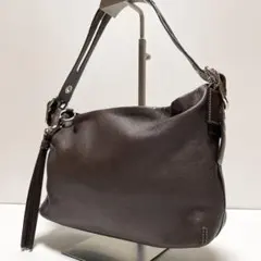 COACH shoulder bag buckle tassel brown