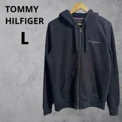 極美品◎トミーヒルフィガー 裏ボア フルジップパーカー L ネイビー 紺 古着