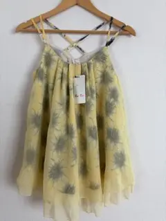 Bye Bye 花柄シフォン ノースリーブ イエロー未使用品　Mサイズのサムネイル