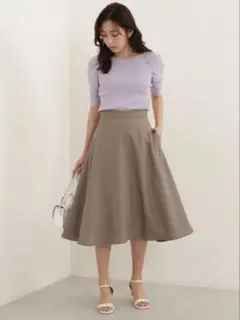 ナチュラルビューティーベーシック フレアスカート　モカベージュ【S】