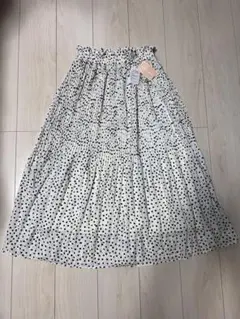 新品　ダルメシアン柄ロングスカート　L 消しプリーツ