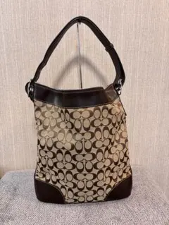 COACH ショルダーバッグ 6345 バケツ型 ブラック シグネチャー　難有り