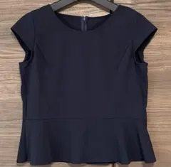 ネイビー ペプラムトップス 半袖