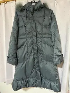 グレー ファー付き ロングダウンコート