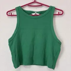 H＆M クロップドタンクトップ グリーン Mサイズ