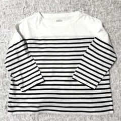 無印良品 ボーダーカットソー 七分袖 Ｌサイズ白×黒
