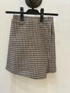 チェック柄サイドボタン付きスカート 150cm