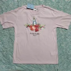 新品 超大きめLL ピーターラビット万歳♪トマト&苺柄 Tシャツ ピンクのサムネイル