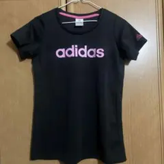 【美品】adidas　アディダス　Tシャツ　黒×ピンク　レディース