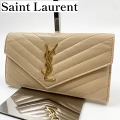 24時間以内発送】 サンローラン YSL 長財布 カサンドラ Vステッチ