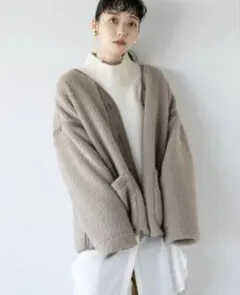 LOWRYS FARM ローリーズファーム ボアジャケット ブラウン ノーカラー