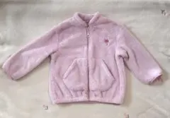 薄紫色 フリースジャケット 花刺繍付き