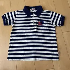 MIKIHOUSE ネイビー/ホワイトストライプ ポロシャツ　80