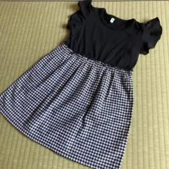 ベビー　ワンピース　95サイズ　西松屋　黒　ギンガムチェック　半袖　フリル