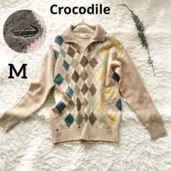 Crocodile トラッド 襟付き アーガイル ウールニット メンズ シルクMのサムネイル