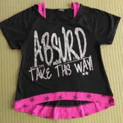 ABSURD カジュアルTシャツ 黒とピンク 150