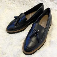 アルテミスバイダイアナ 軽量厚底タッセルローファー 黒 レザー 22cm