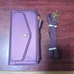 パープル 手帳型ケース ストラップ付き